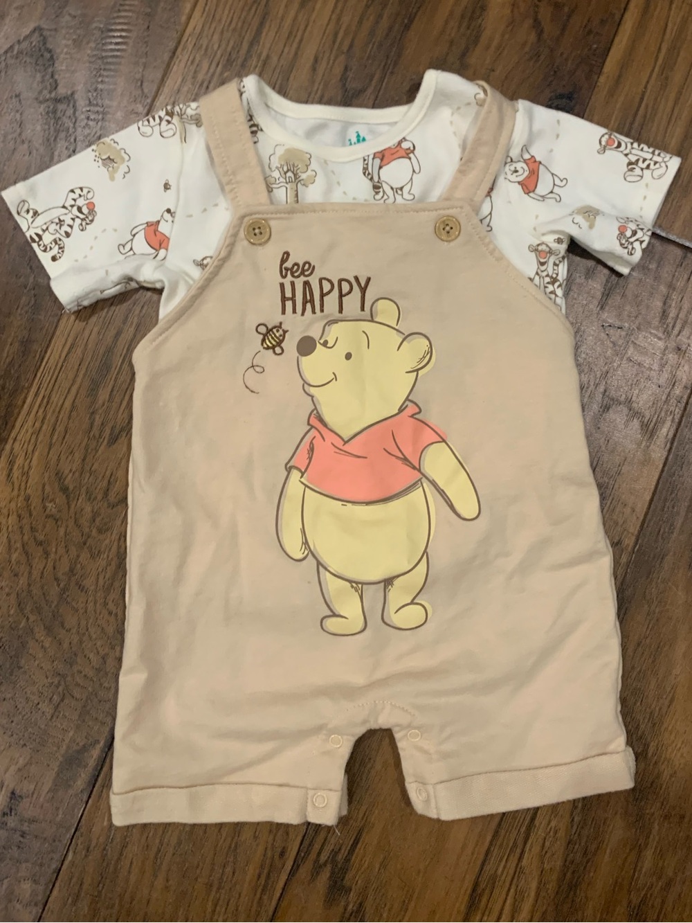 Disney Beige Winnie the Pooh Shortall with Cream Tee